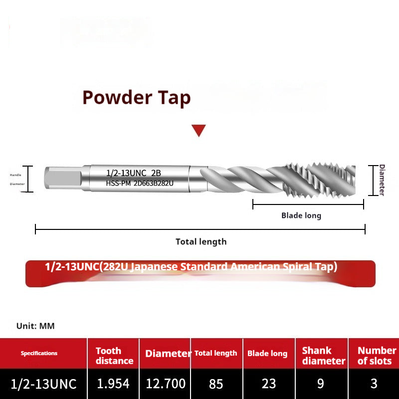 2124-282U American Japanese Standard Powder Screw Machine Tapping Tip Tapping Series Powder High Speed Steel Tap Shandong Denso Pricision Tools Co.,Ltd.